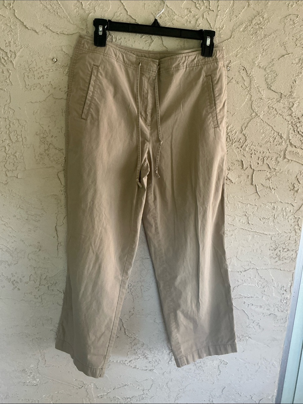 Talbots Women’s Tan Drawstring Pockets Stretch Cropped Pants Sz 8P